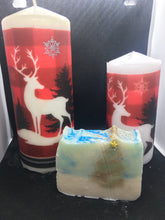 Load image into Gallery viewer, Set of decoupage candles and peppermint shea butter glycerin soap
